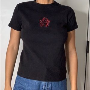Baby Devil Embroidered Black Tee
